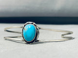 Elegant Vintage Native American Navajo Blue Gem Turquoise Sterling Silver Bracelet-Nativo Arts