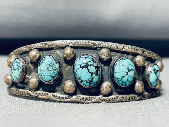 Very Rare Turquosie!! Vintage Native American Navajo Sterling Silver Bracelet-Nativo Arts