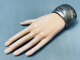 Massive Vintage Native American Hopi Hand Tooled Sterling Silver Bracelet Cuff