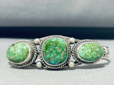 Fantastic Vintage Native American Navajo Carico Lake Turquoise Sterling Silver Bracelet Signed-Nativo Arts