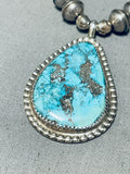 One Of The Best Vintage Native American Navajo Morenci Turquoise Sterling Silver Necklace-Nativo Arts