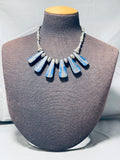 One Of The Coolest Vintage Native American Navajo Lapis Sterling Silver Necklace-Nativo Arts