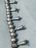 Early Vintage Navao Sterling Silver Turquoise Squash Blossom Necklace-Nativo Arts