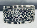 Spellbinding Vintage Native American Navajo Sterling Silver Bracelet Signed Linda Marble-Nativo Arts