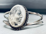 Completely Hand Carved Vintage Native American Navajo Sterling Silver Bracelet-Nativo Arts