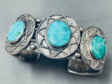 Fascinating Vintage Native American Navajo Sleeping Beauty Turquoise Sterling Silver Bracelet-Nativo Arts