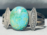 Early Vertical Flare Vintage Native American Navajo Domed Turquoise Sterling Silver Bracelet-Nativo Arts