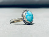 Sky Blue Turquoise Vintage Native American Navajo Sterling Silver Ring-Nativo Arts