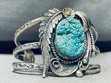 Cool Geomtric Hallmark Vintage Native American Navajo Turquoise Sterling Silver Bracelet-Nativo Arts