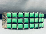 Checkerboard Gaspeite!! Vintage Native American Navajo Sterling Silver Bracelet Cuff-Nativo Arts