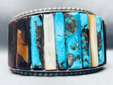 One Of The Best Ever Vintage Native American Navajo Turquoise Inlay Sterling Silver Bracelet-Nativo Arts