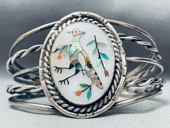 One Of The Best Inlay Vintage Native American Zuni Bird Sterling