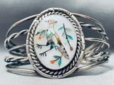 One Of The Best Inlay Vintage Native American Zuni Bird Sterling Silver Bracelet Cuff-Nativo Arts