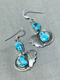 Dazzling Vintage Native American Navajo Morenci Turquoise Sterling Silver Earrings-Nativo Arts