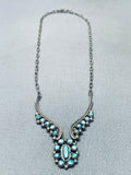 Bertha Bowanna Vintage Zuni Turquoise Sterling Silver Necklace-Nativo Arts
