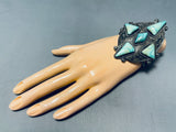 One Of The Best Ever Vintage Native American Navajo Turquoise Star Sterling Silver Bracelet-Nativo Arts