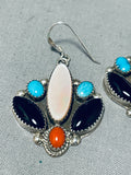 Lovely Vintage Native American Navajo Turquoise Sterling Silver Dangle Earrings-Nativo Arts