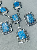 Gasp!! Vintage Native American Navajo Denim Lapis Sterling Silver Necklace Earrings Set-Nativo Arts