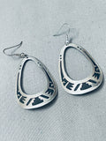 Thomas Singer Breathtaking Vintage Native American Navajo Overlay Sterling Silver Earrings-Nativo Arts