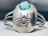 Spider And Turquoise Vintage Native American Navajo Sterling Silver Bracelet Cuff-Nativo Arts