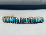 Rare Native American Navajo Vintage Blue Green Turquoise Petit Point Silver Bracelet-Nativo Arts