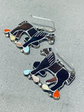 Leekity Horses Vintage Native American Zuni Sterling Silver Turquoise Earrings-Nativo Arts