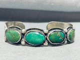 Early 1900's Vintage Native American Navajo Cerrillos Turquoise Sterling Silver Bracelet-Nativo Arts