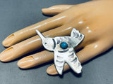 Wonderful Vintage Native American Navajo Blue Gem Turquoise Sterling Silver Hummingbird Ring-Nativo Arts