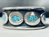 Eyes Of Turquoise!! Vintage Navajo Sterling Silver Bracelet Old-Nativo Arts