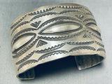 Wide Hand Wrought Vintage Native American Navajo Heavy Sterling Silver Bracelet-Nativo Arts