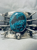 200 Gram Spider Native American Navajo Turquoise Sterling Silver Bracelet-Nativo Arts