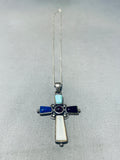 Incredible Vintage Native American Navajo Turquoise Sterling Silver Cross Necklace-Nativo Arts