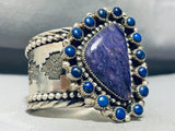 One Of The Most Unique Vintage Native American Navajo Charoite Lapis Sterling Silver Bracelet-Nativo Arts