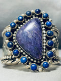 One Of The Most Unique Vintage Native American Navajo Charoite Lapis Sterling Silver Bracelet-Nativo Arts