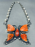 Best Vintage Native American Navajo Butterfly Opal Sterling Silver Necklace-Nativo Arts