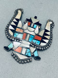 One Of The Highest Quality Vintage Native American Zuni Inlay Sterling Silver Pin Turquoise-Nativo Arts
