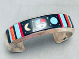 6.5 Inch Wrist Vintage Native American Navajo Turquoise Inlay Sterling Silver Bracelet-Nativo Arts
