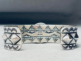 Rare Internal Silver Works Native American Navajo #8 Turquoise Sterling Silver Bracelet-Nativo Arts