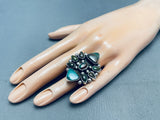 Native American Nothern Star Navajo Green Turquoise Sterling Silver Ring-Nativo Arts