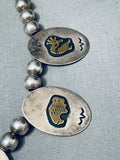 Important Vintage Native American Navajo Thomas Singer Gold Sterling Silver Horse Bear Necklace-Nativo Arts