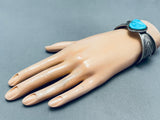 Brilliant Vintage Native American Navajo Morenci Turquoise Sterling Silver Butterfly Cuff-Nativo Arts