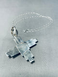 Rob Yellowhorse Native American Navajo Morenci Turquoise Sterling Silver Zia Necklace-Nativo Arts