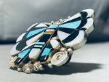 The Biggest Best Vintage Native American Navajo Butterfly Turquoise Sterling Silver Ring-Nativo Arts