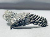 Detailed Vintage Southwest Sterling Silver Eagle Bracelet Cuff-Nativo Arts