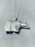 Whimsical Vintage Native American Navajo Sterling Silver Brownbear Necklace-Nativo Arts