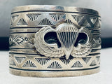 Us Army Airborne Vintage Native American Navajo Very Rare Sterling Silver Bracelet Cuff-Nativo Arts