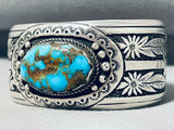 Breathtaking Signed Native American Navajo Candelaria Turquoise Sterling Silver Bracelet-Nativo Arts