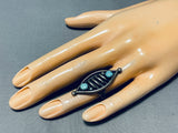 Taller Vintage Native American Navajo Sterling Silver Wave Turquoise Ring Old-Nativo Arts
