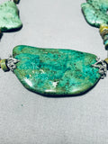 Bold!! Vintage Native American Navajo Green Turquoise Sterling Silver Necklace-Nativo Arts