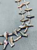 Intricate Vintage Santo Domingo Bird Heishi Sterling Silver Necklace-Nativo Arts